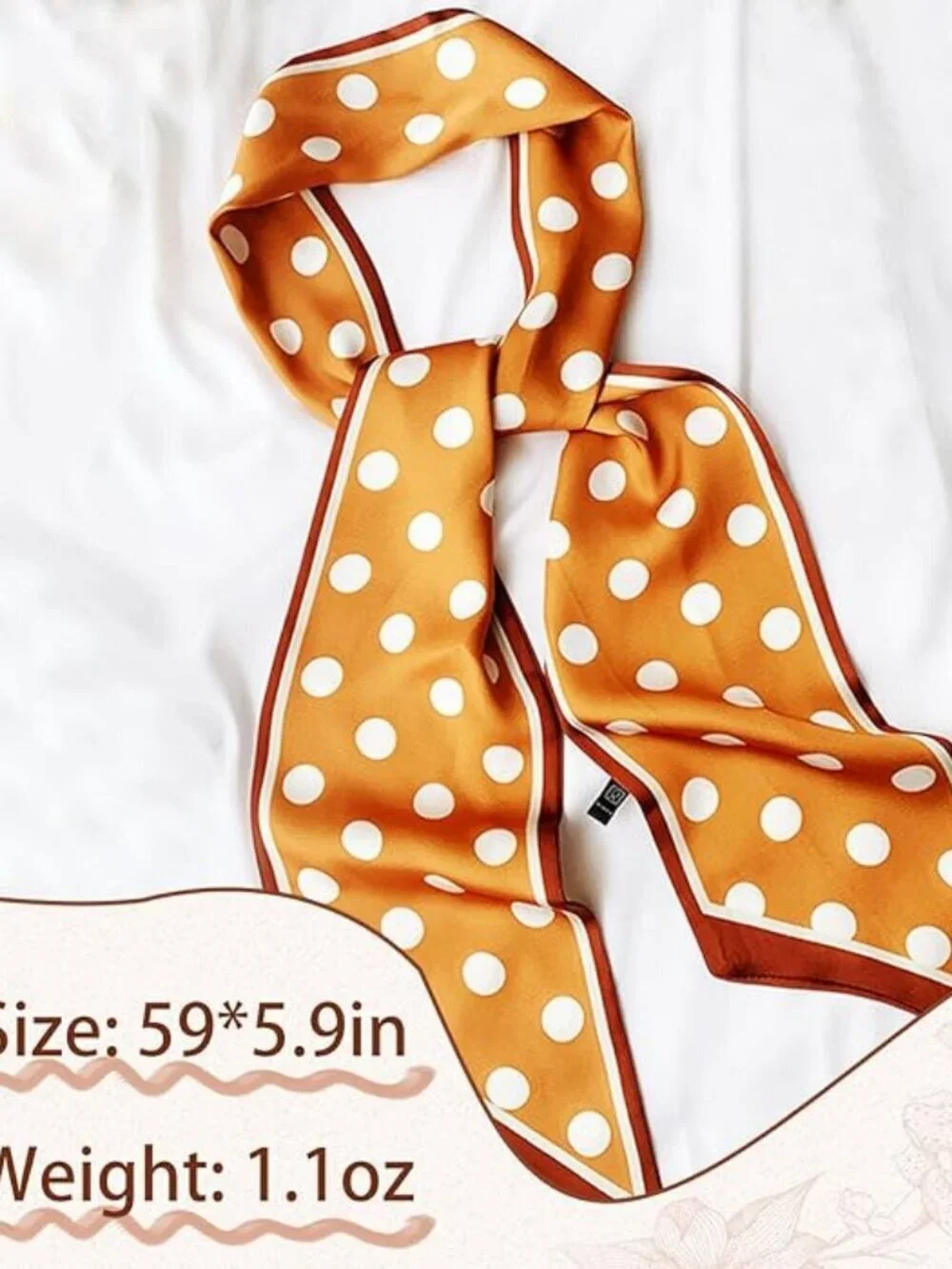 Women's Ginger White Circle Stripes Elegant Oblique Angle Scarves Bag Scarfs